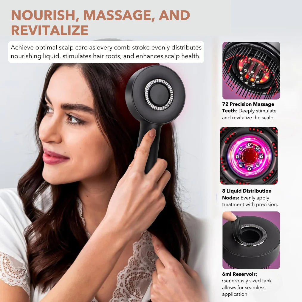 3-in-1 Electric Scalp Massager & Hair Oil Applicator – Waterproof Hair Growth Brush